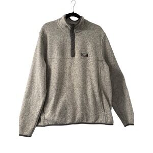 L.L.Bean Men's Sweater Fleece Pullover XL Gray Snap Mock Neck 298050 Long Sleeve